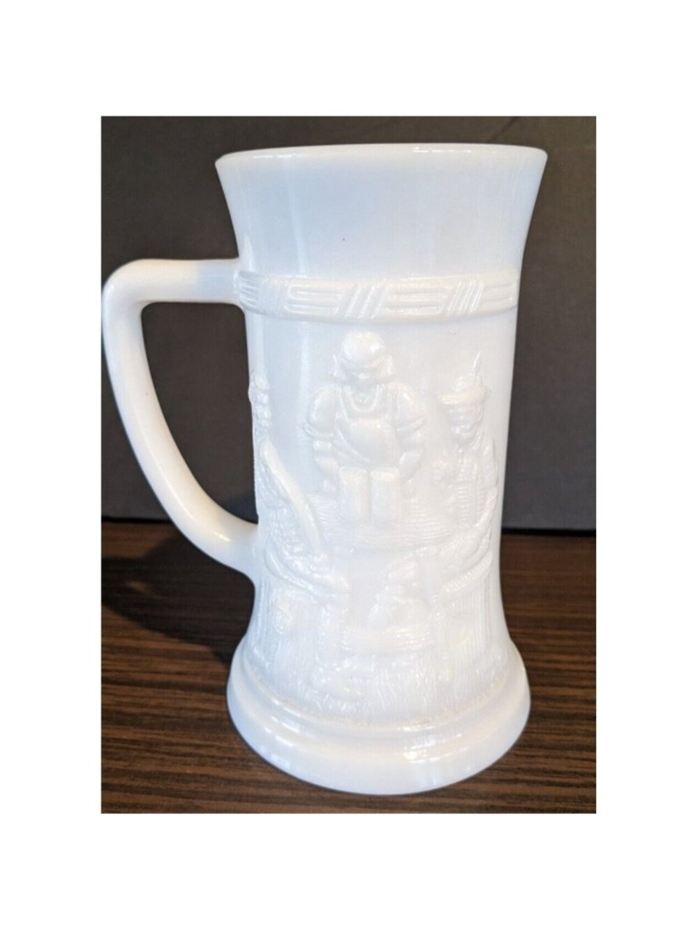 Vintage Federal Glass Milk Glass Beer Stein Mug – Tavern Scene